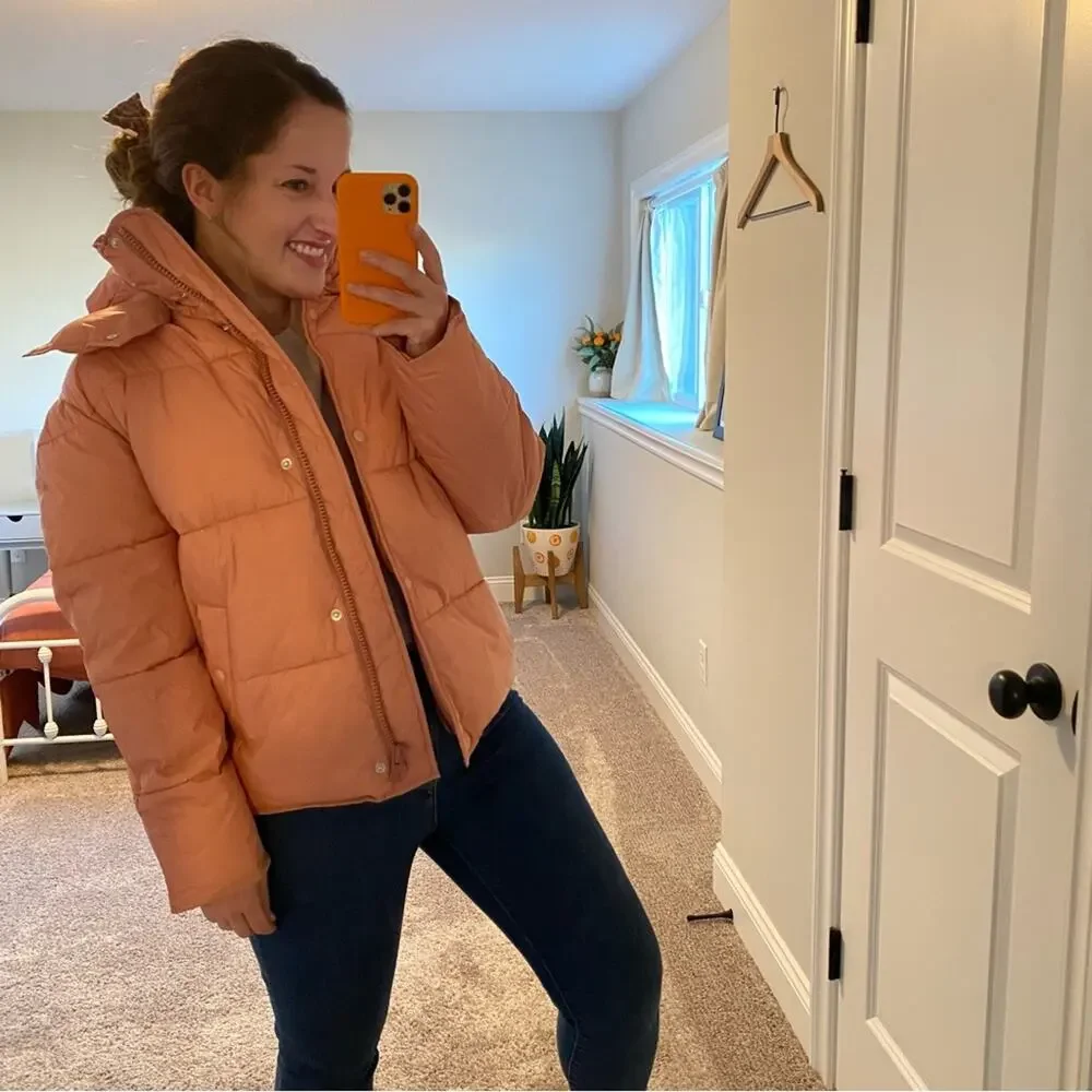 J. Crew Pink Signature Puffer Coat Small